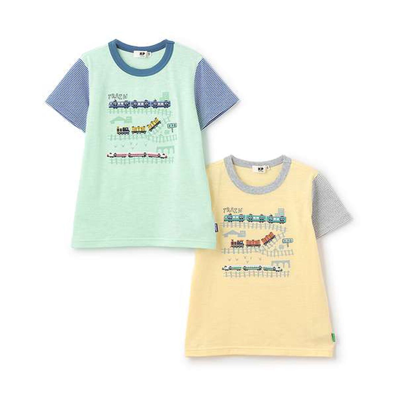 Train Embroidery Short Sleeve T-Shirt,Yellow, large image number 9