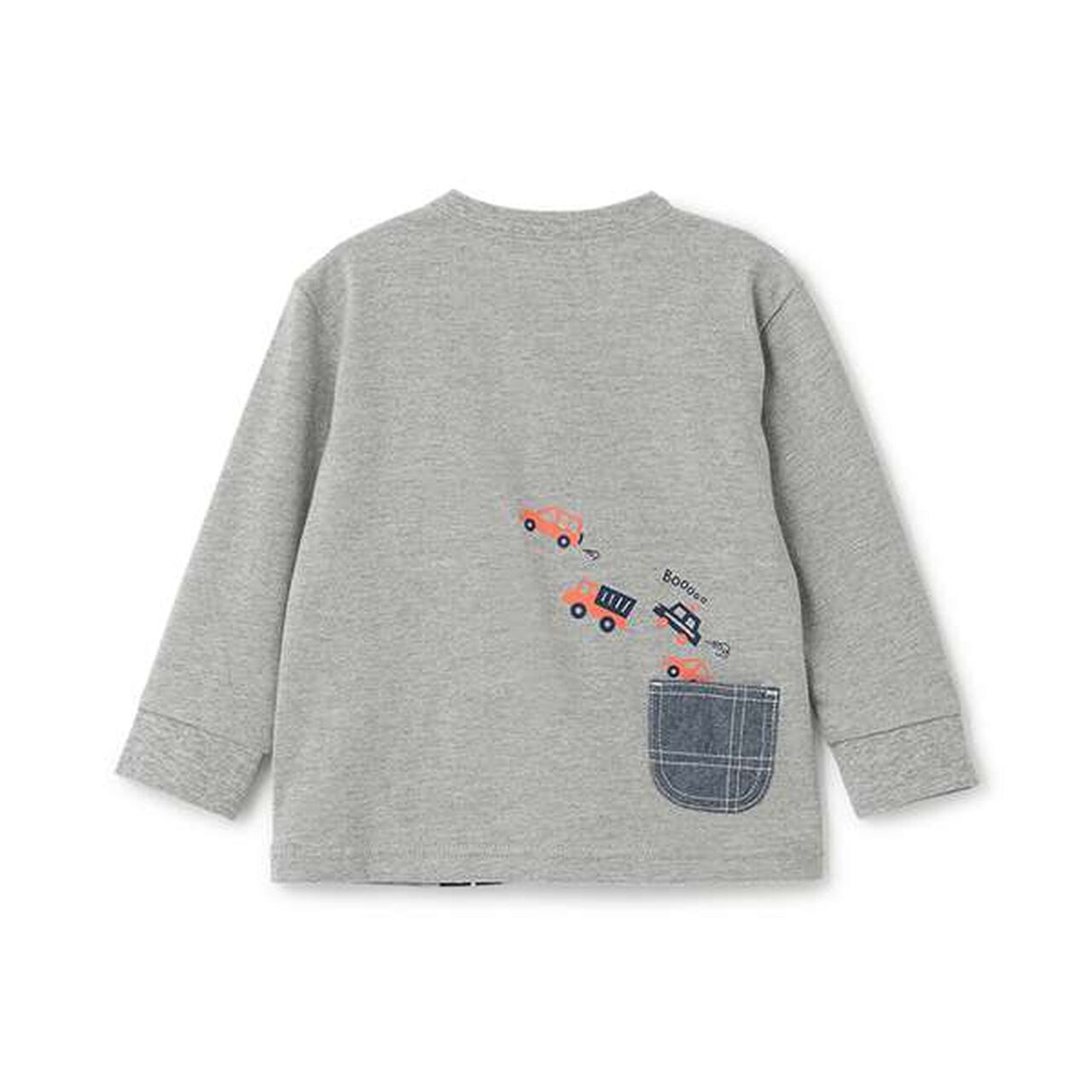 Car &times; Road &times; Dinosaur Long-Sleeve T-Shirt,Top gray, large image number 1