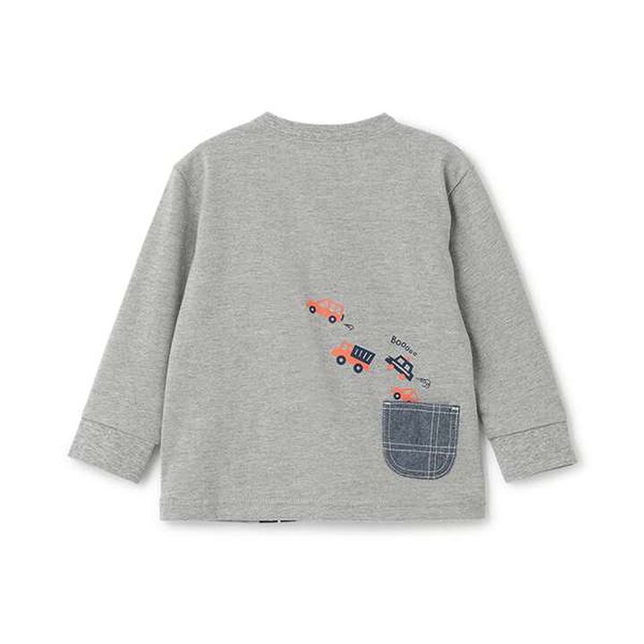 Car &times; Road &times; Dinosaur Long-Sleeve T-Shirt,Top gray, medium image number 1