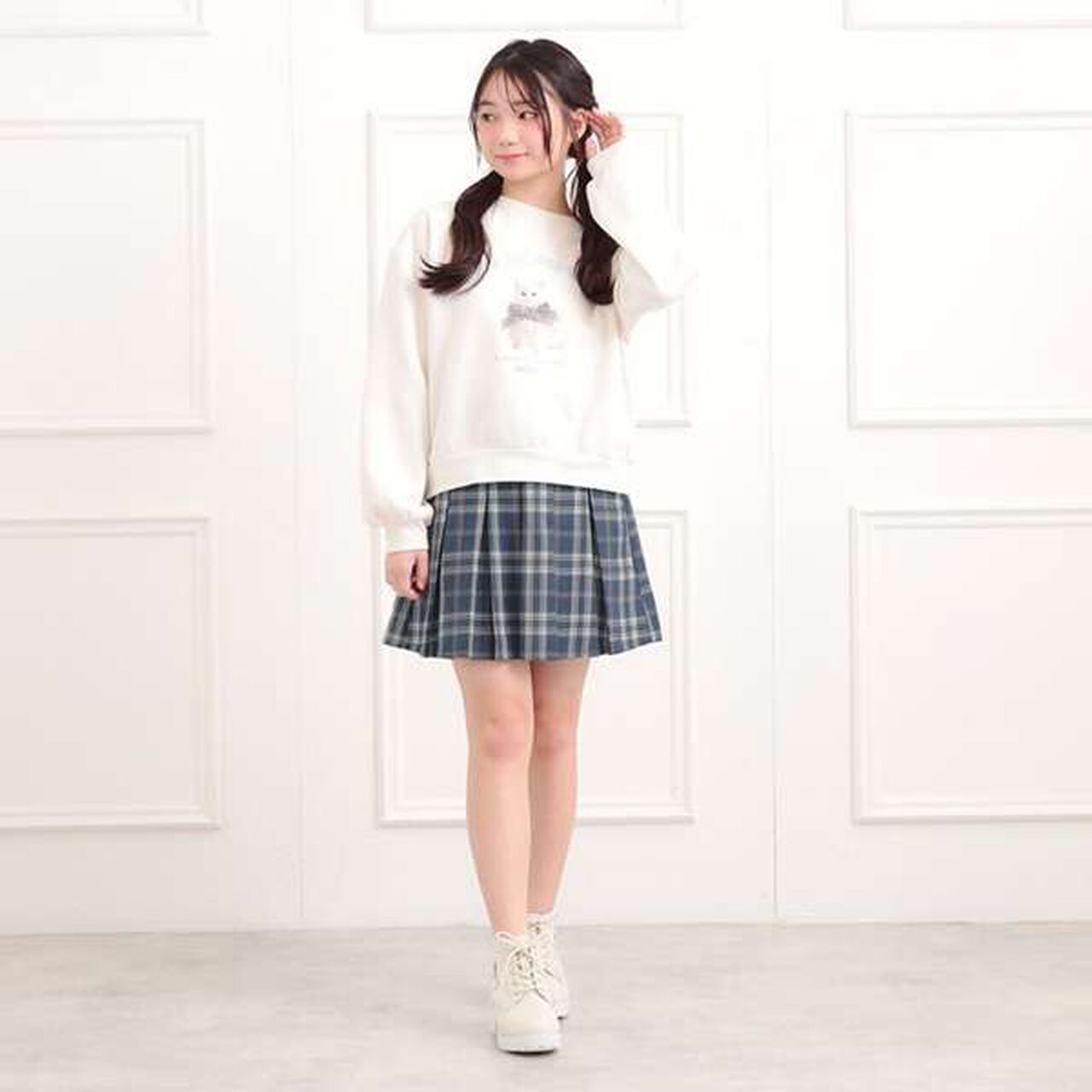 Brushed Pleated Skirt,Charcoal gray, large image number 21