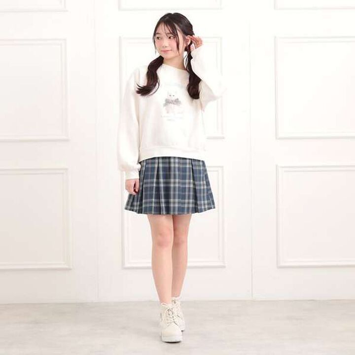 Brushed Pleated Skirt,Charcoal gray, medium image number 21
