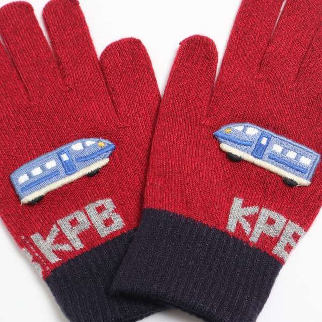 KP Deco Train Motif Gloves (M-L),Red, large image number 1