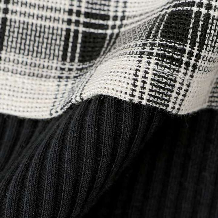 Assorted Material Ruffled Ribbon Shirt & Camisole Set,Black, medium image number 14