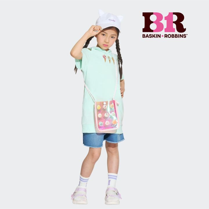[31 Ice Cream] Cold-Shoulder Short-Sleeve Hoodie Dress,, medium