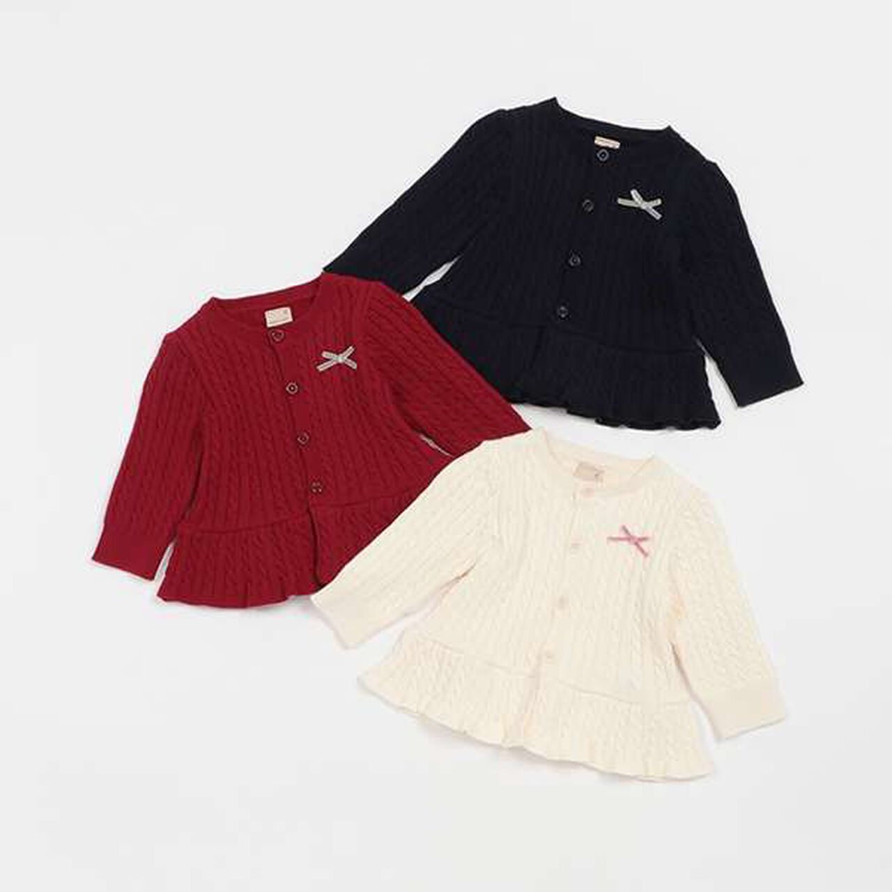 Cable Peplum Cardigan,Ivory, large image number 9