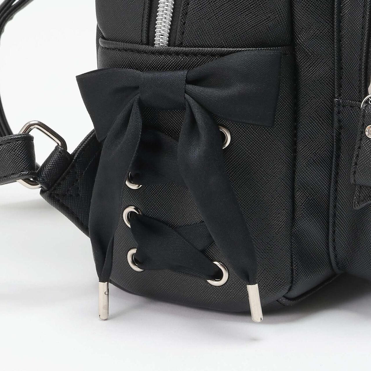 Bunny Ear Lace-up Faux Leather Backpack,Ivory, large image number 5