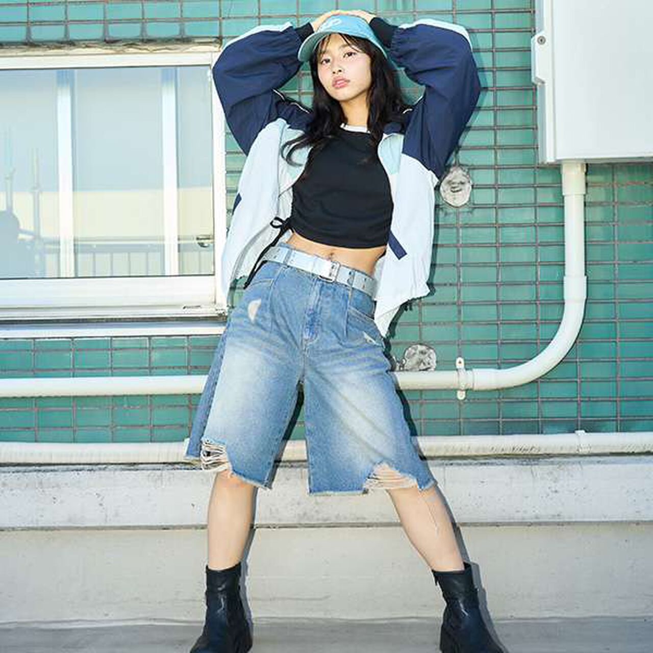 Side Drawstring Long-Sleeve T-Shirt,Off white, large image number 12