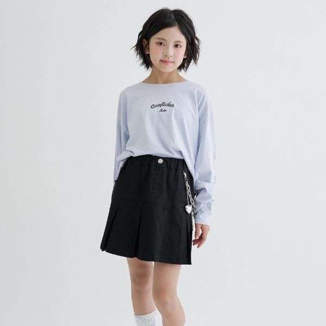 [100% Cotton] Bear Sleeve Long Sleeve T-Shirt,Charcoal gray, large image number 7
