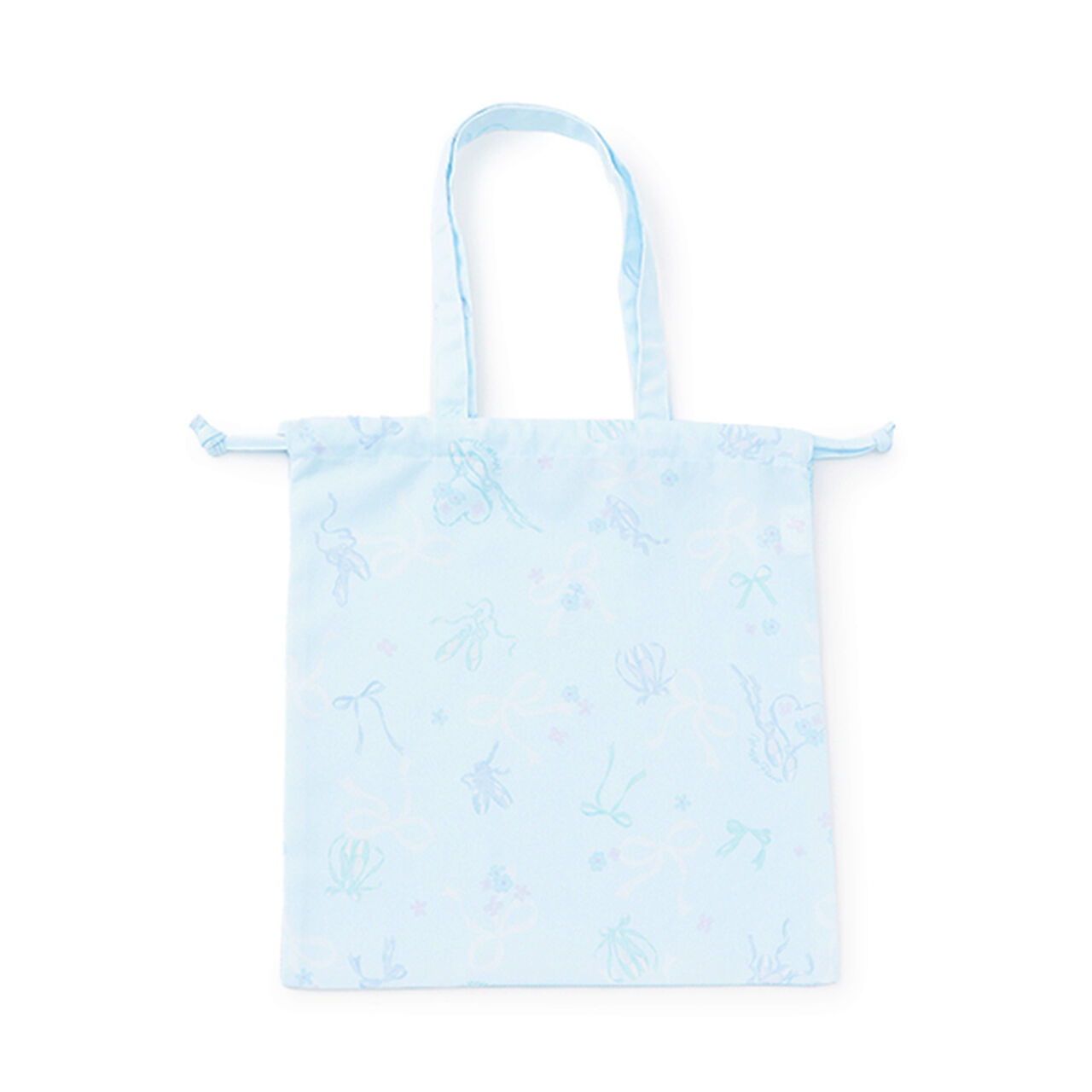 Ballet Print Mesh Drawstring Bag,Light blue, large image number 0