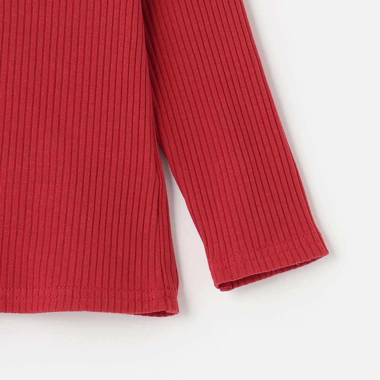 Basic Ribbed Long T-Shirt,Black, large image number 3