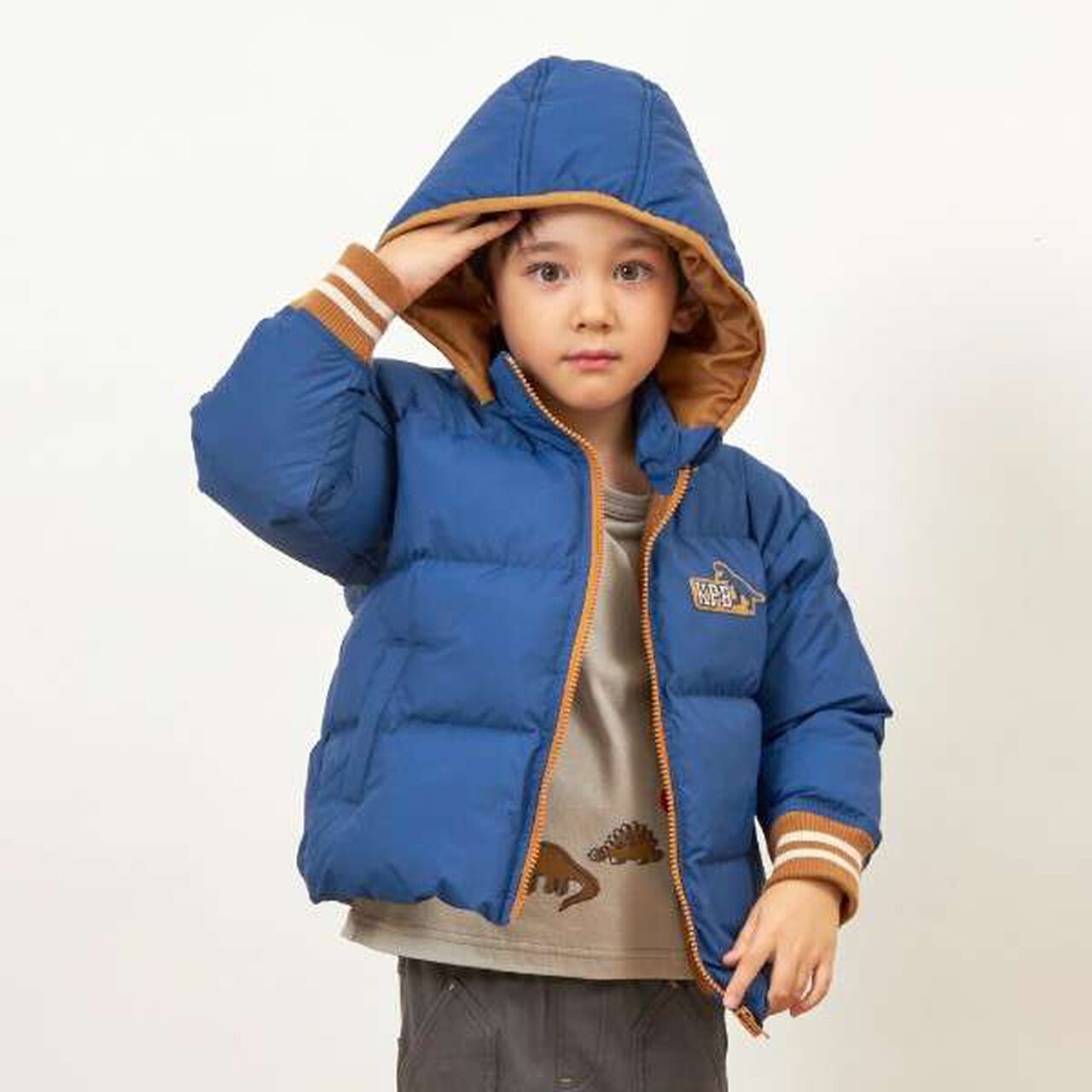 KP Boy Solo Padded Dinosaur Patch Jacket (90-130),Red, large image number 17