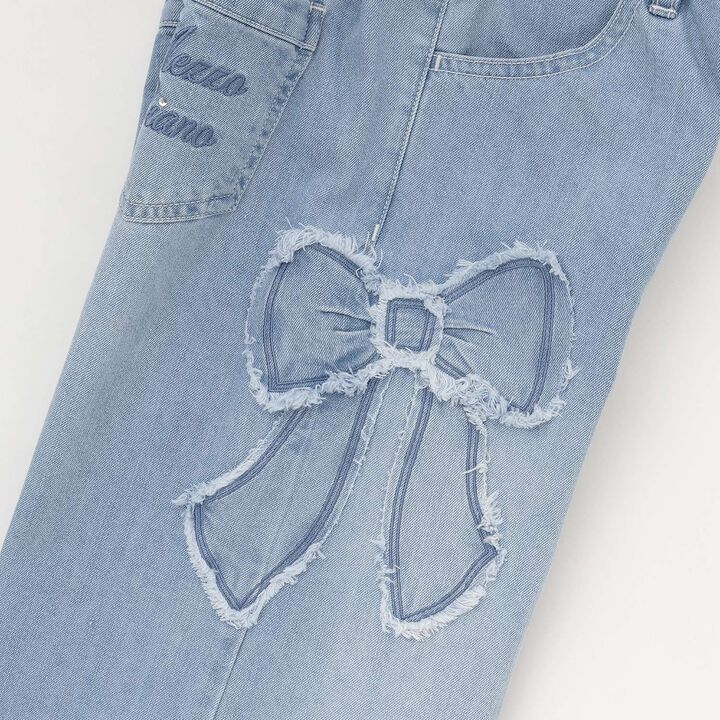 Ribbon Appliqu&eacute; Denim Pants,Gray, medium image number 5