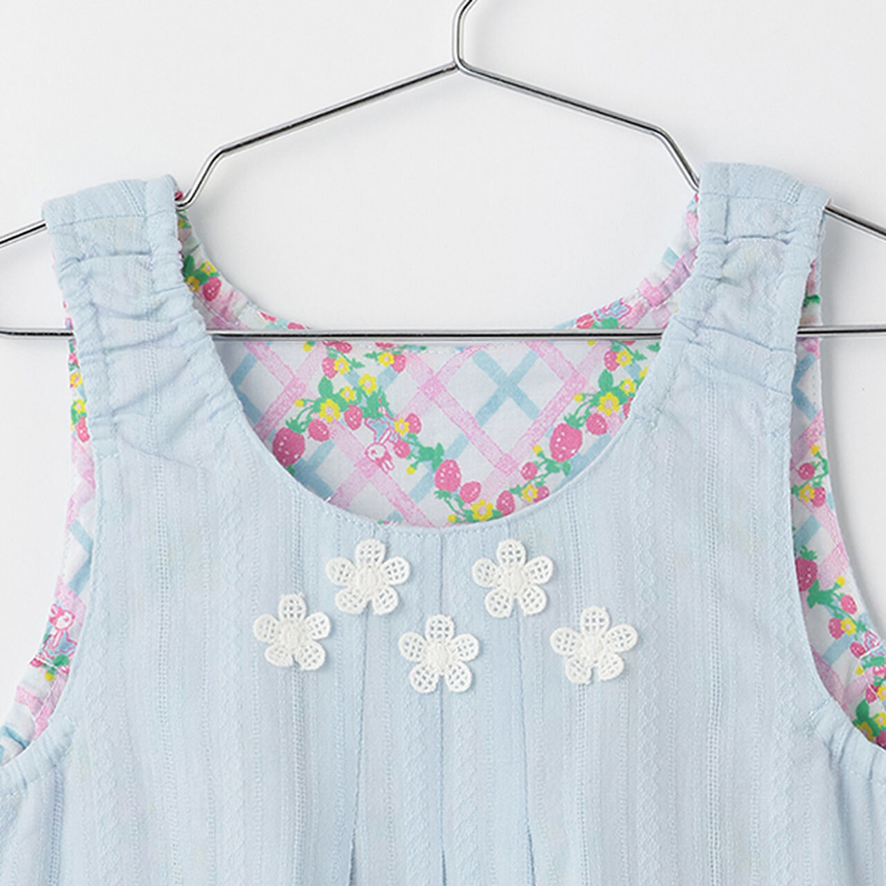 Strawberry Pattern Reversible Jumper Skirt,Sax blue, large image number 11