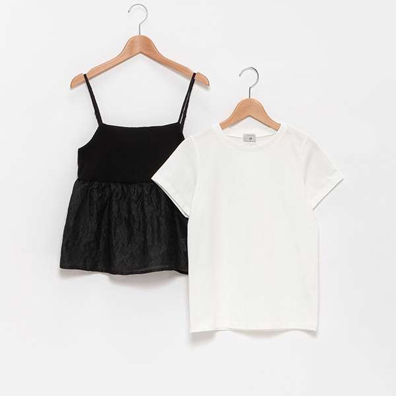 [AMI] Rib Contrast Flower Tunic & Inner Wear Set,Black, large image number 8