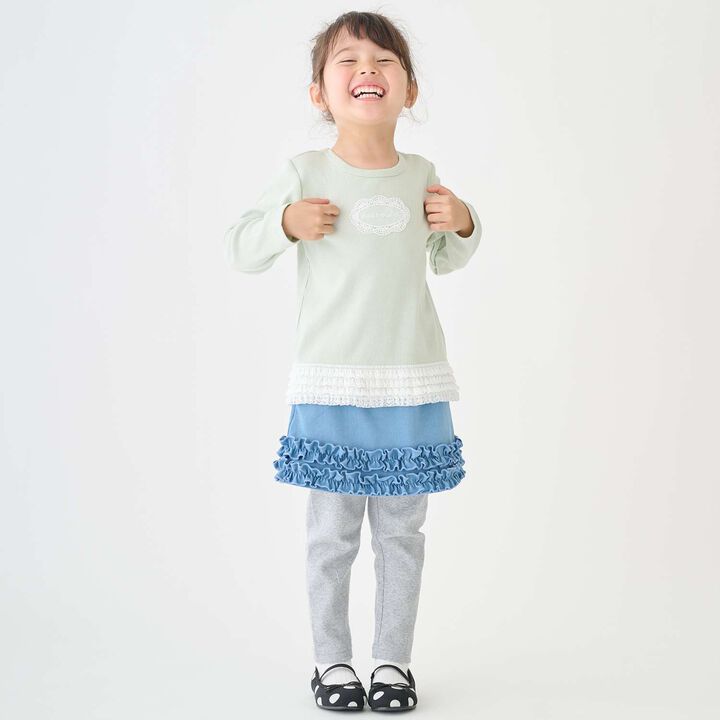 Organic Lace Frill Long-Sleeve T-Shirt,Navy, medium image number 3