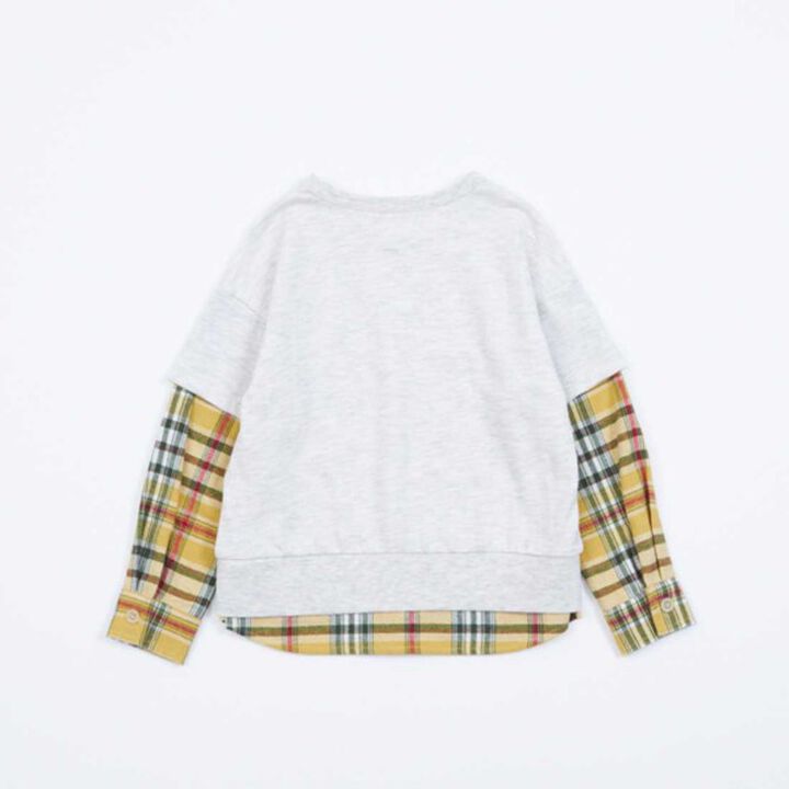 KPBOY Checkered Layered Sweatshirt in Lightweight French Terry (90-160),Black, medium image number 2