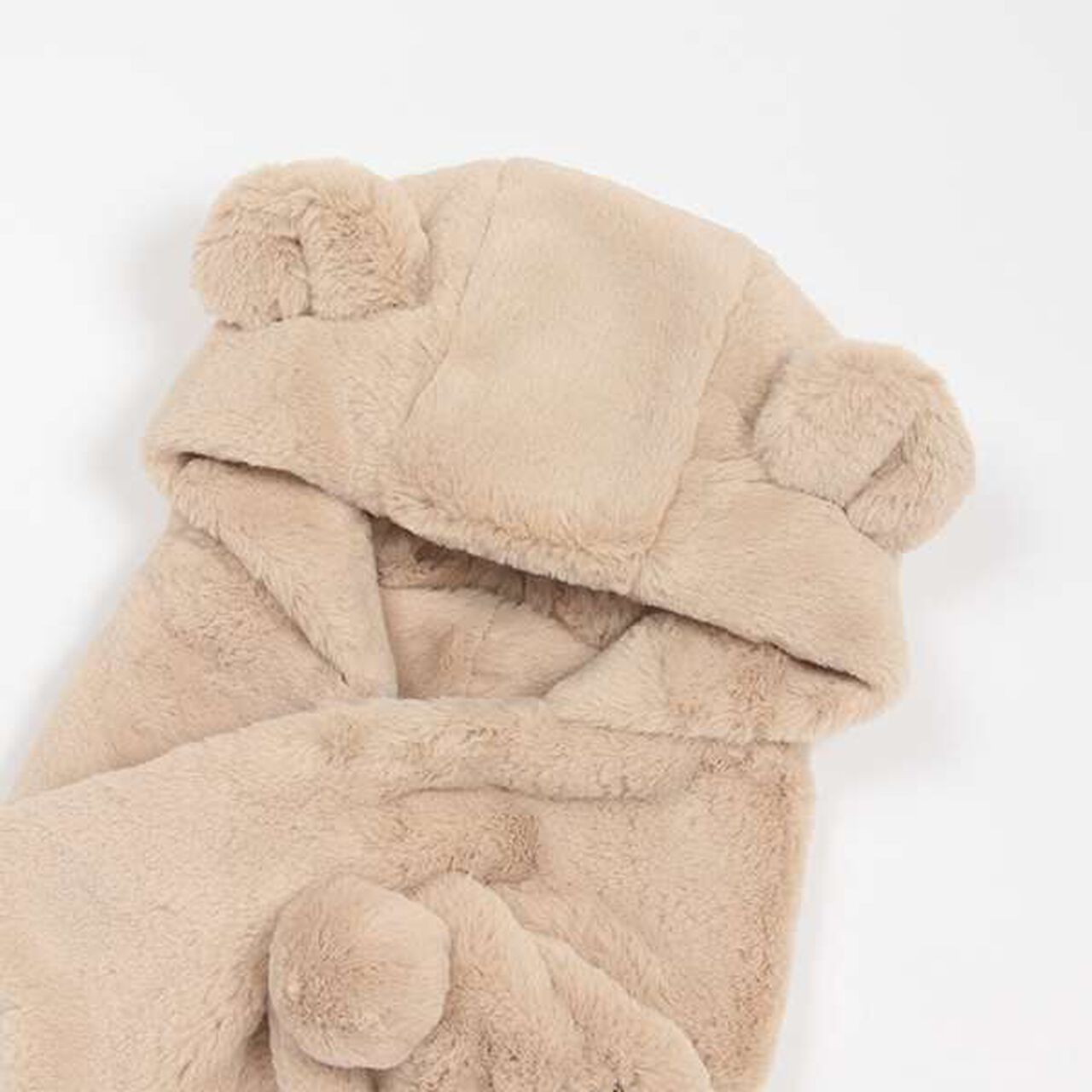 Bear Ear Hooded Scarf,Light beige, large image number 4