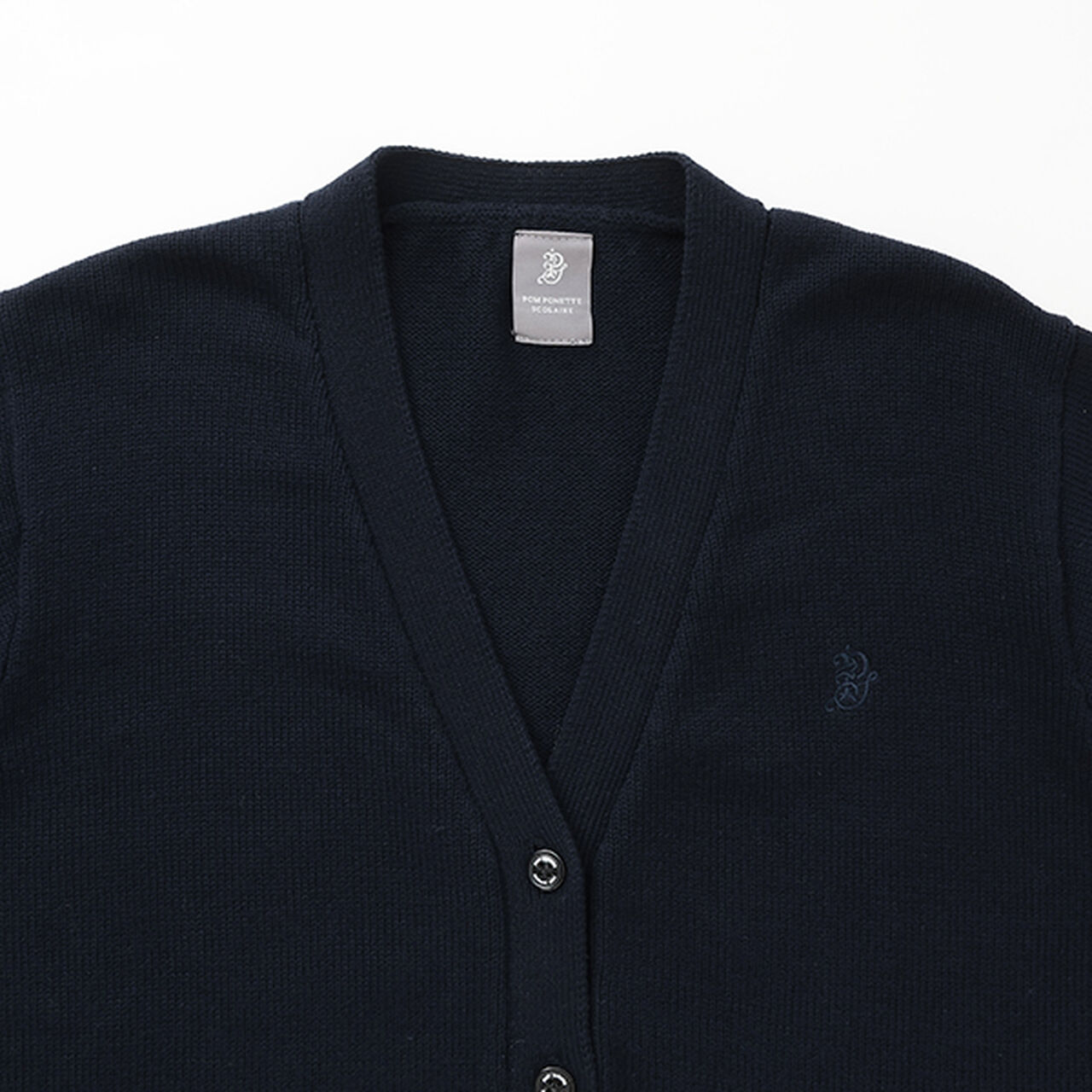 Cotton Knit V-Neck Cardigan,Navy, large image number 2