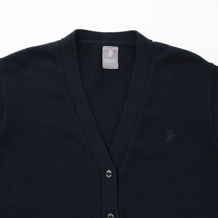 Cotton Knit V-Neck Cardigan,Navy, medium image number 2