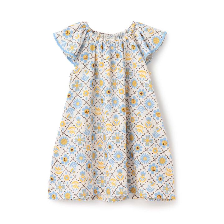 [Link] Cotton Rayon All-Over Pattern Short-Sleeve One-Piece Dress,Black, medium image number 12