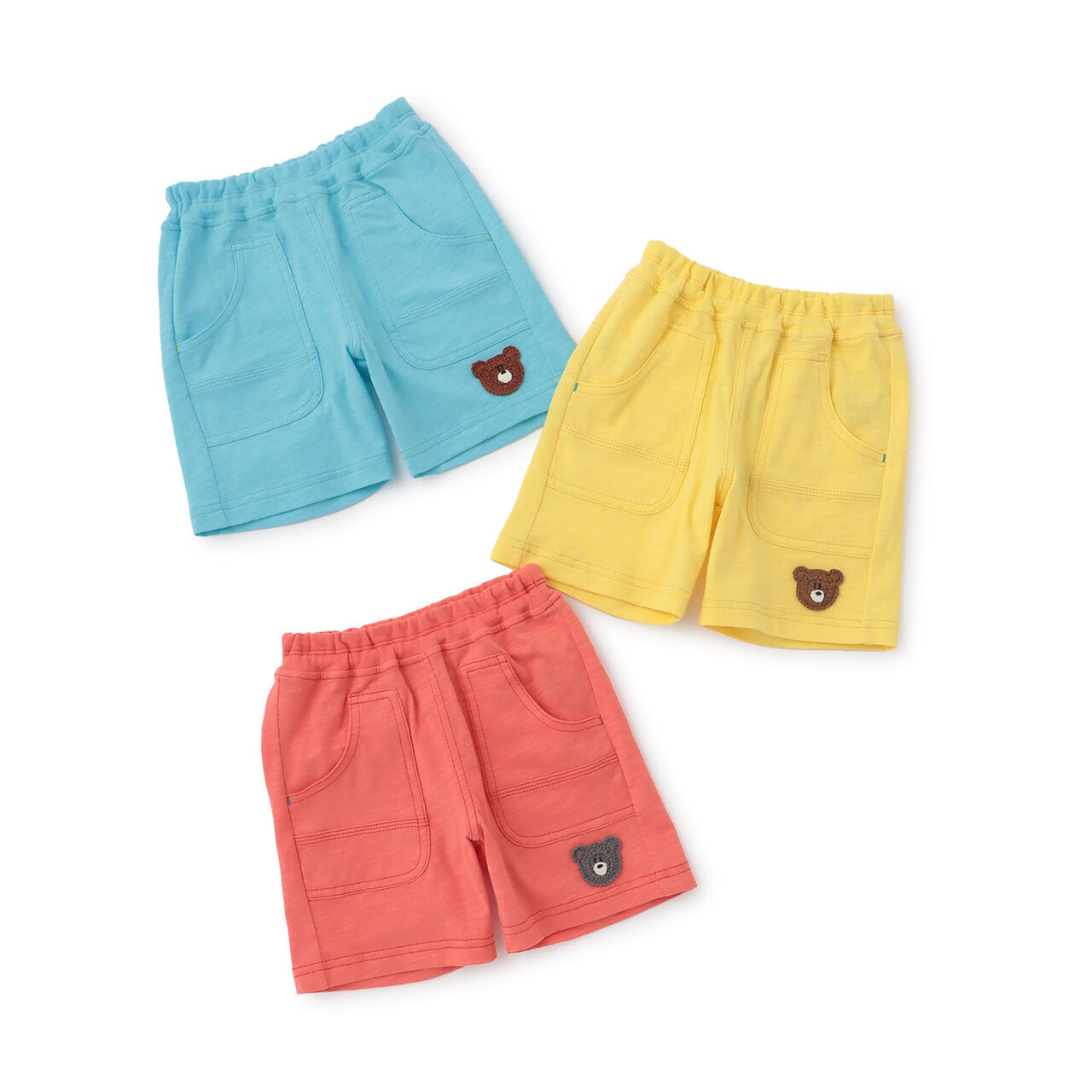 Knit Bear Motif Half Pants,Yellow, large image number 7