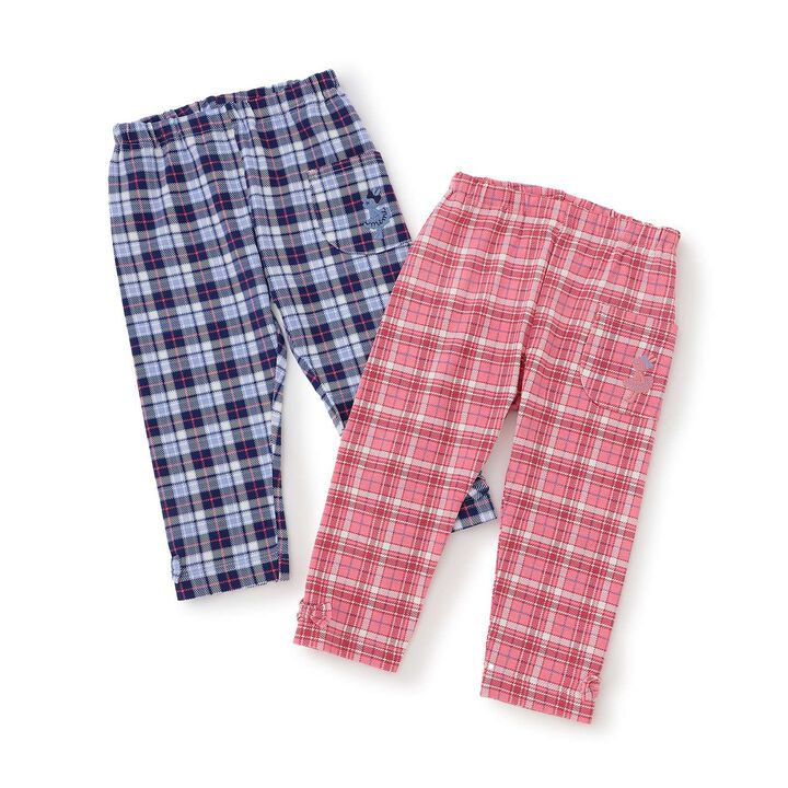 Bear Jersey Check Print Full-Length Leggings,Navy, medium image number 6