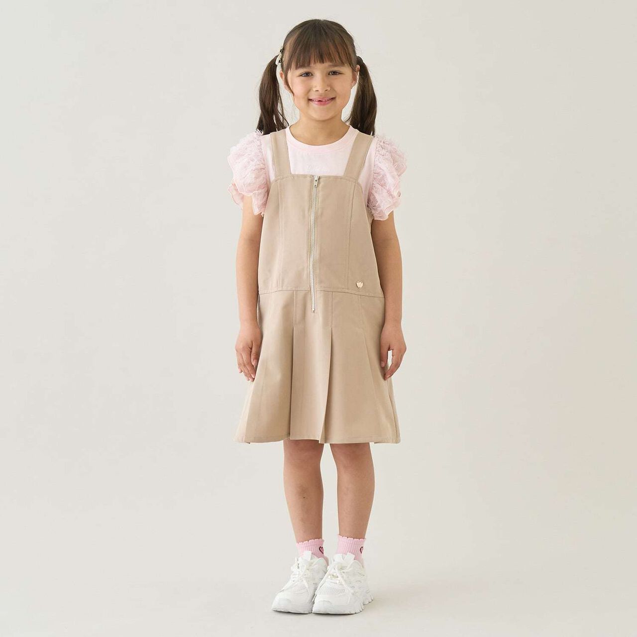 [Easy Change] Pleated One-Piece Dress for Girls [Kids] [Children's Clothing],Beige, large image number 14