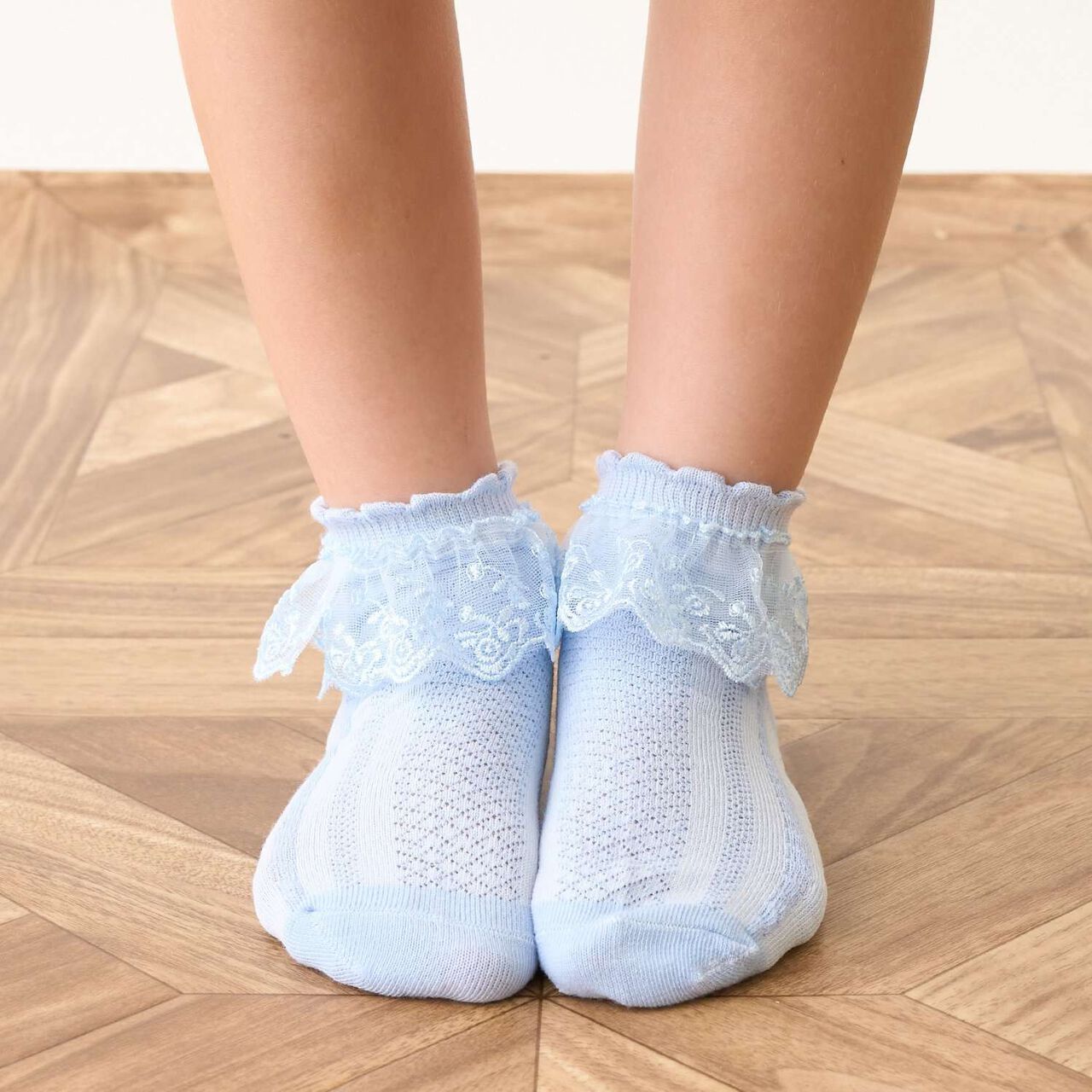 [Lycee Mine Ballet Series] Ruffled Lace Socks,Sax blue, large image number 12