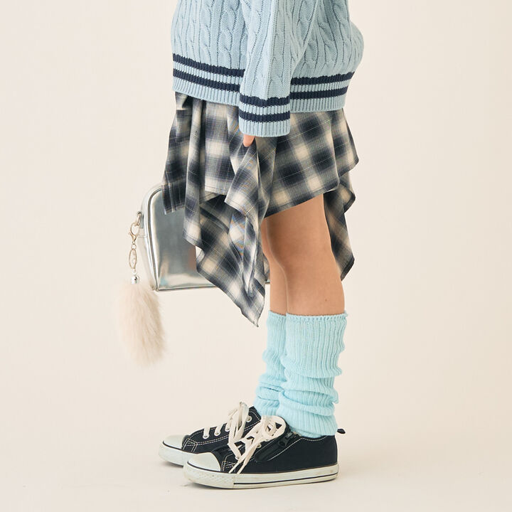 Checkered Asymmetrical Skirt,Black, medium image number 2