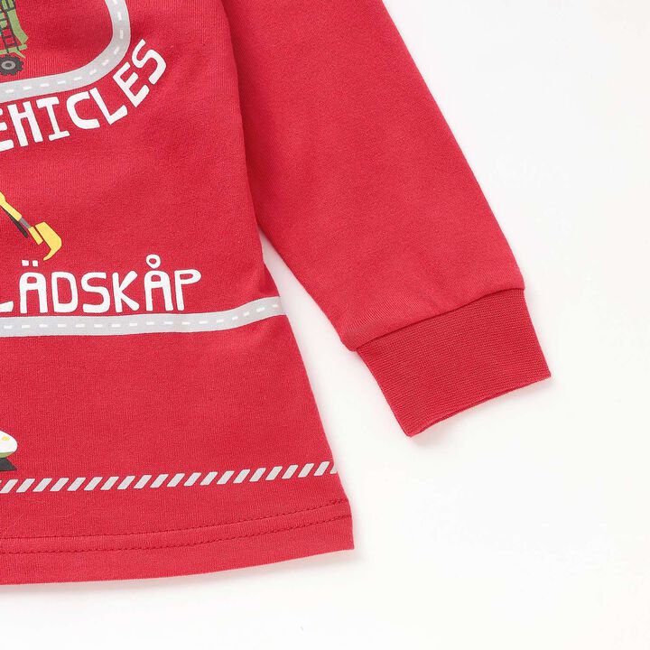 [Restock] Working Vehicles and Trains Long-Sleeve T-Shirt,Red, medium image number 3