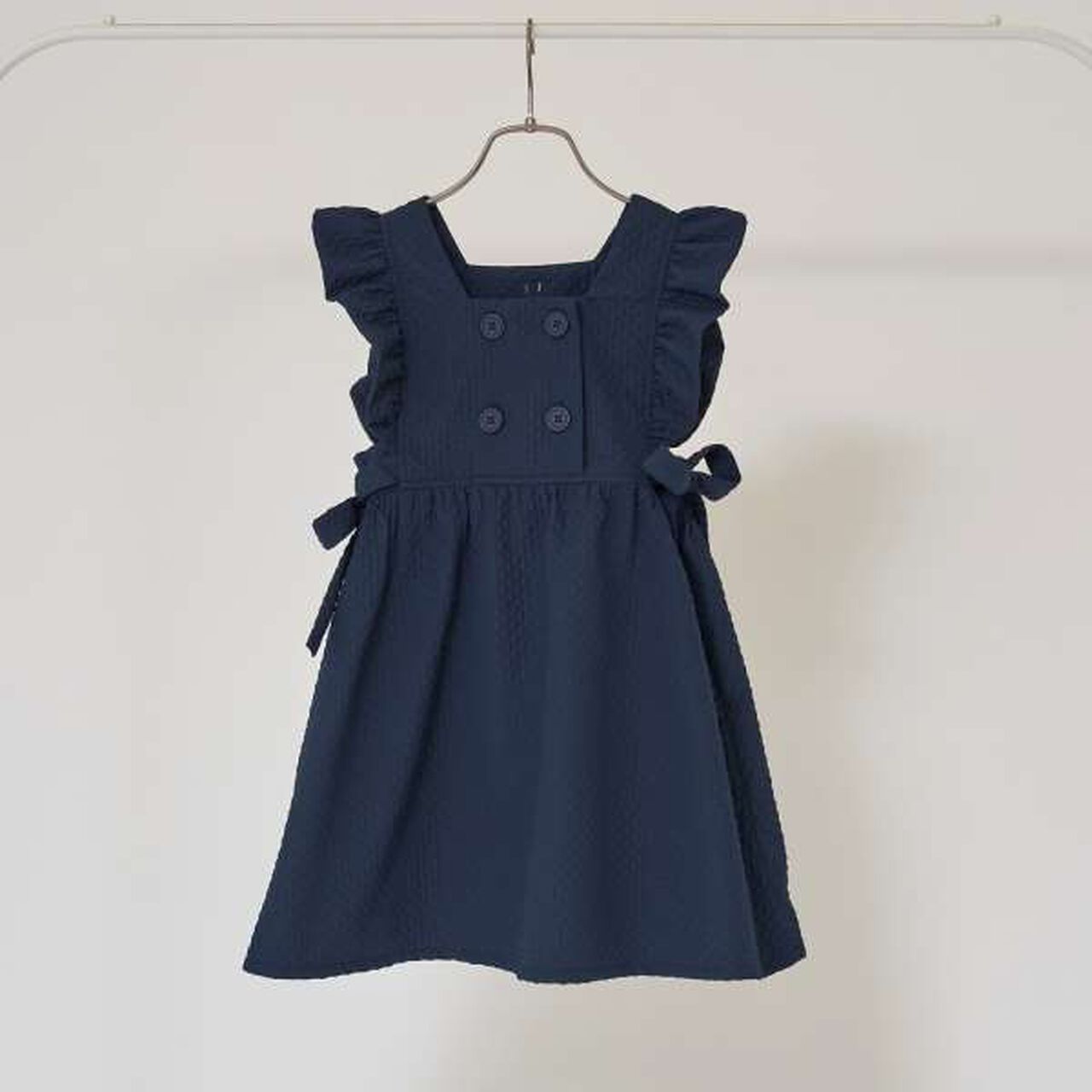 Frill Apron One-Piece Dress,Moss green, large image number 13