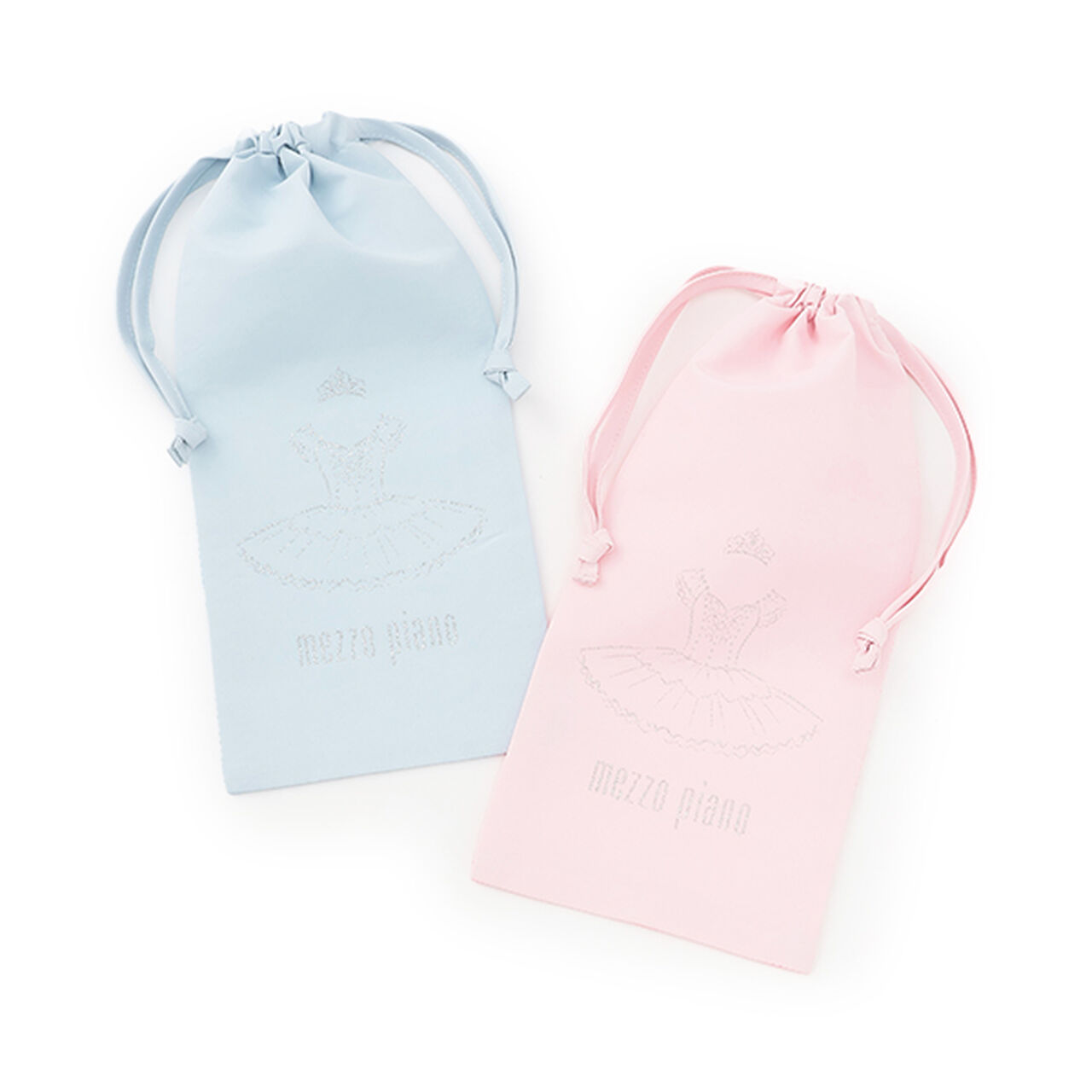 Ballet Motif Print Mesh Drawstring Bag for Shoes,Light blue, large image number 5