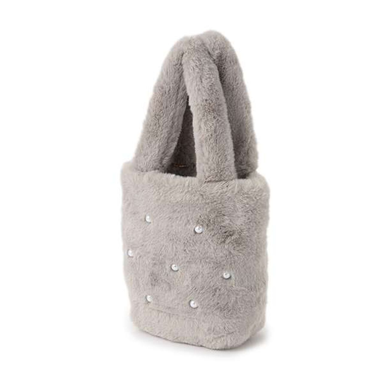 Pearl-Embellished Faux Fur Bag,Light pink, large image number 1