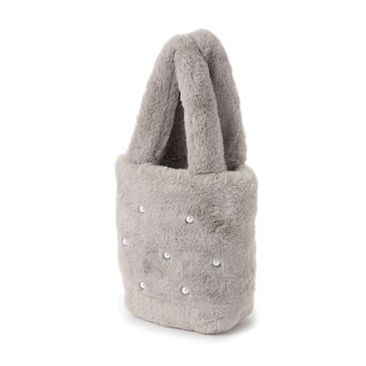 Pearl-Embellished Faux Fur Bag,Light pink, medium image number 1