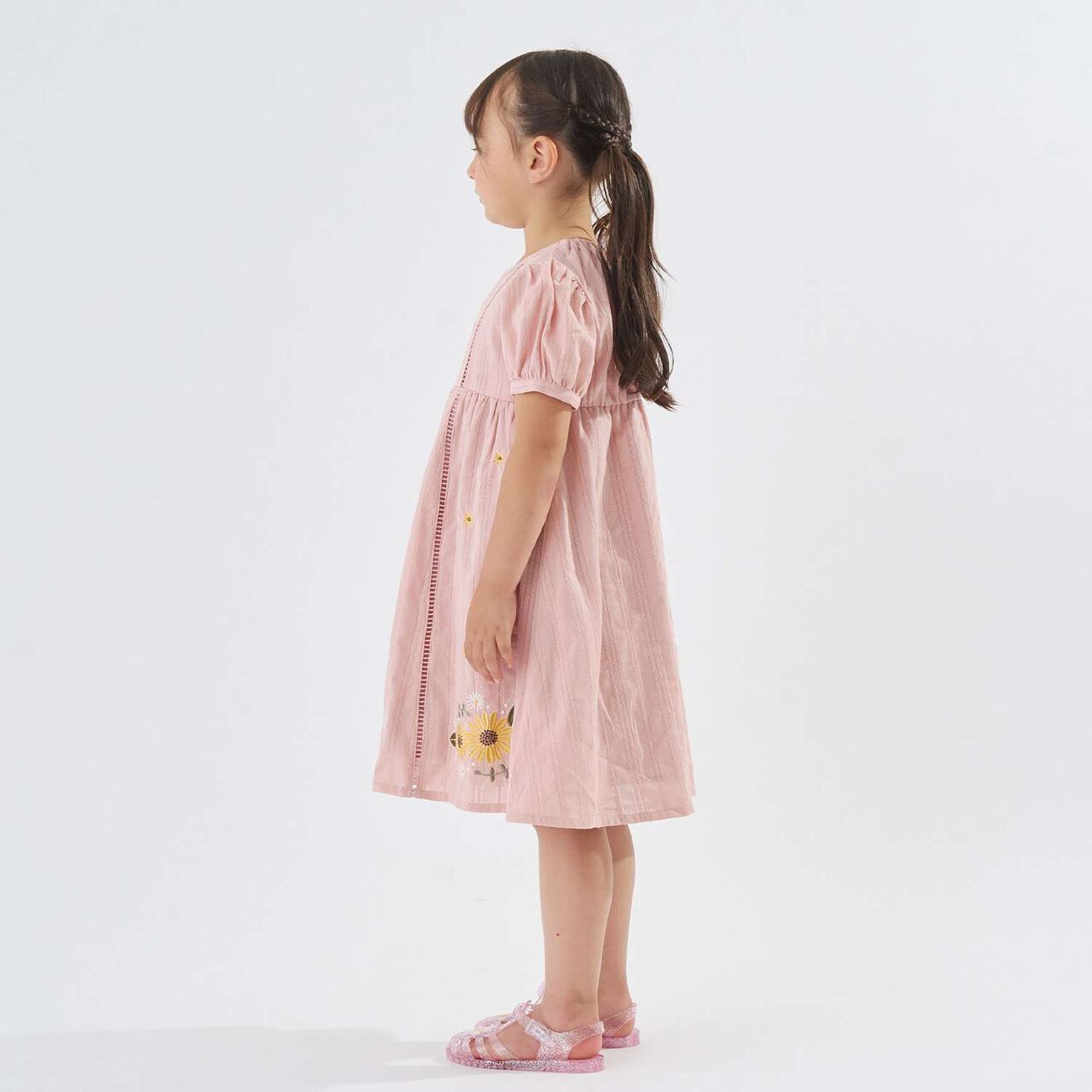 Sunflower Embroidered One-Piece Dress,Off white, large image number 4