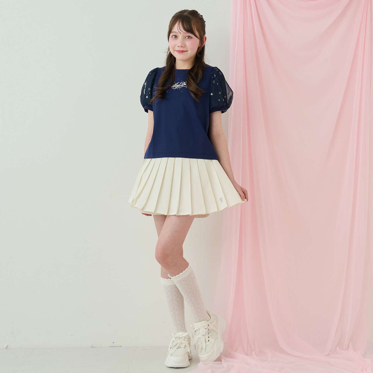 Cool Touch Puff Sleeve Tulle T-Shirt♪,Off white, large image number 15