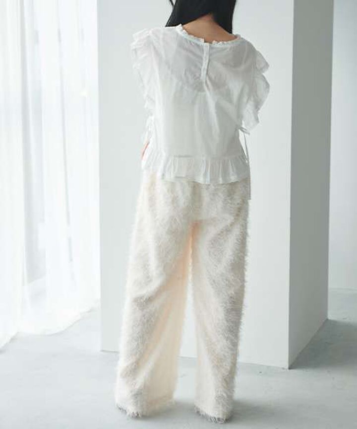 Fringe Semi-Wide Pants,Off white, medium image number 6