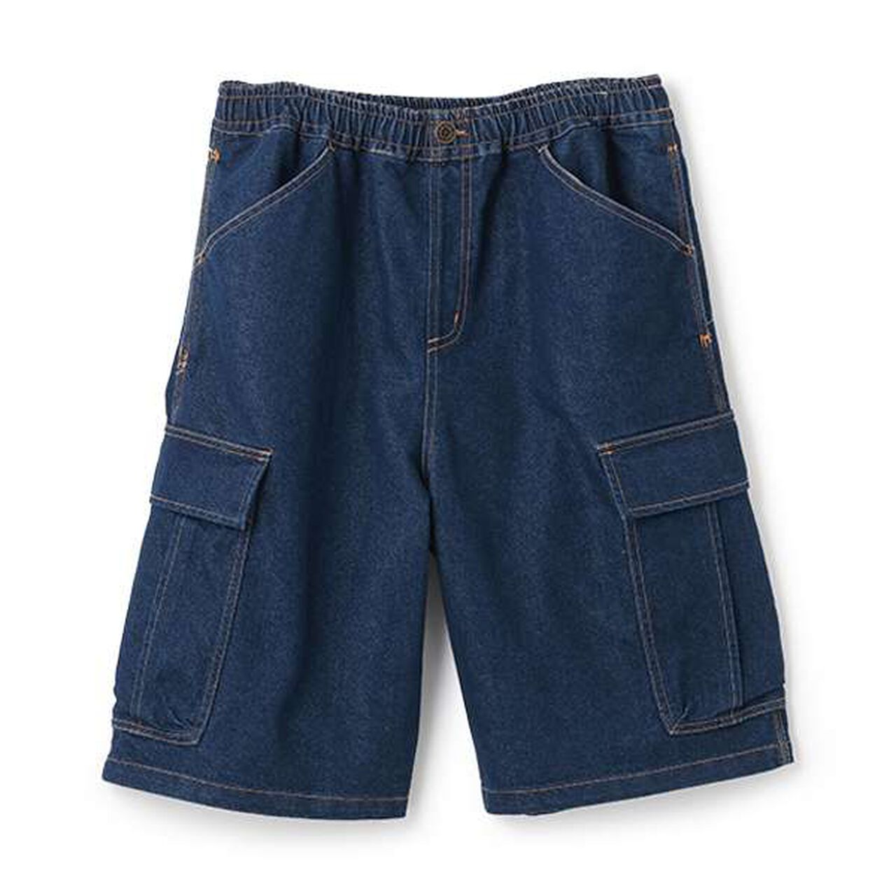 Cool Sensation Denim Half Cargo Pants,Deep blue, large image number 12