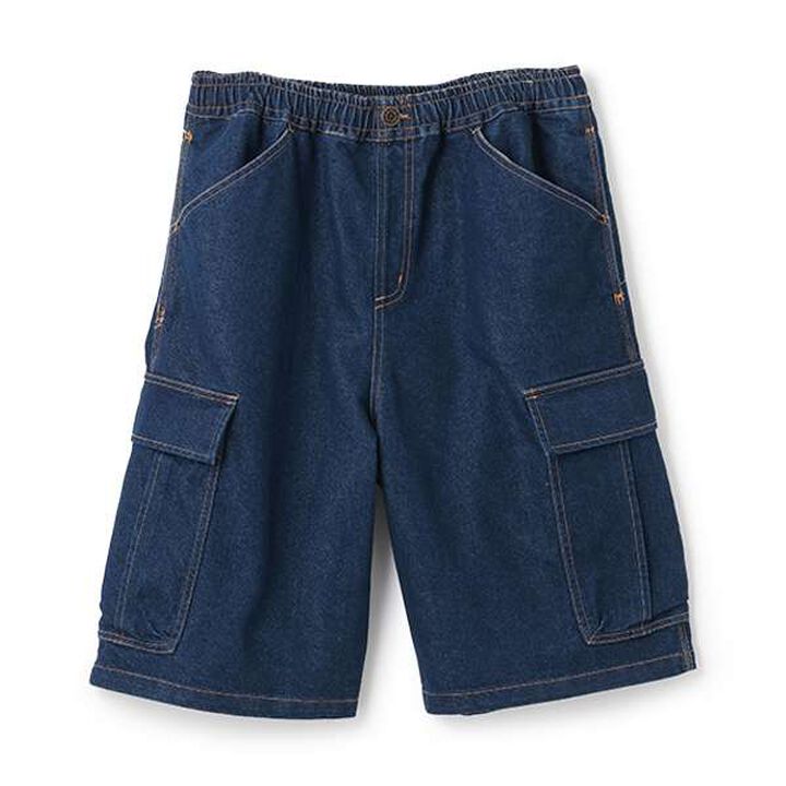 Cool Sensation Denim Half Cargo Pants,Deep blue, medium image number 12