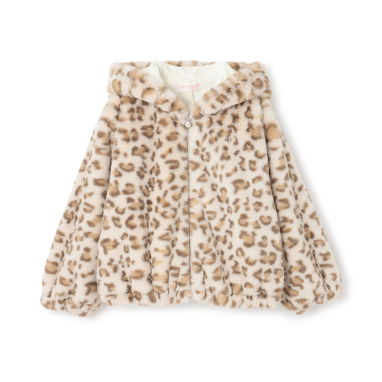 Leopard Print Faux Fur Bomber Jacket,Beige, large image number 8