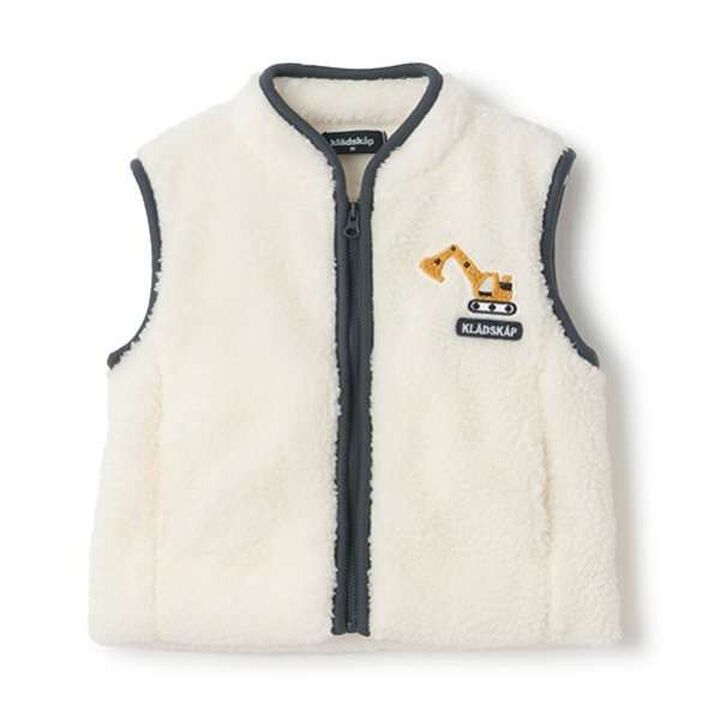 Heavy Machinery Patch Boa Zip-Up Vest,Off white, medium image number 1