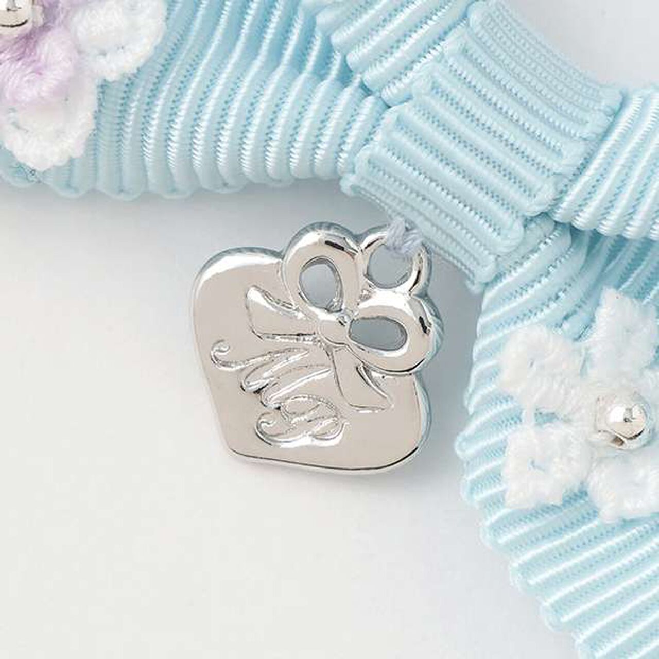 Flower Ribbon Hair Ponytail Holder 2-Piece Set,Off white, large image number 3