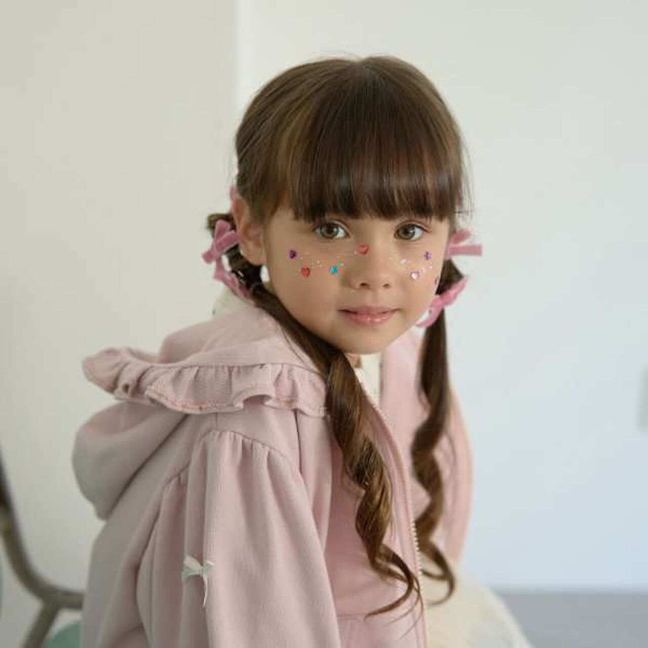 Velour Ribbon Hair Clip Set (6 Pieces),Pink, large image number 5