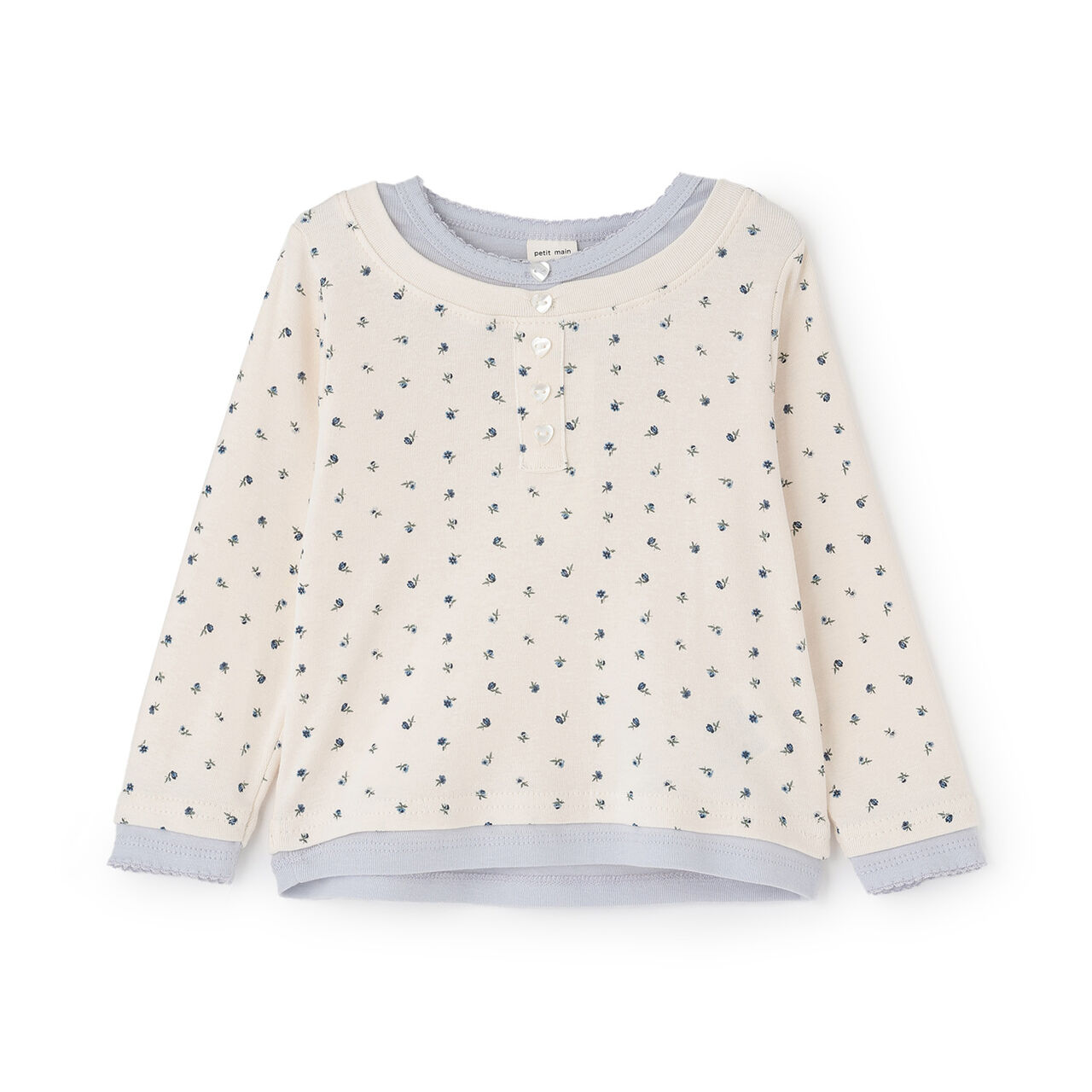 Link Henley Neck Layered Long-Sleeve T-Shirt,Navy, large image number 3