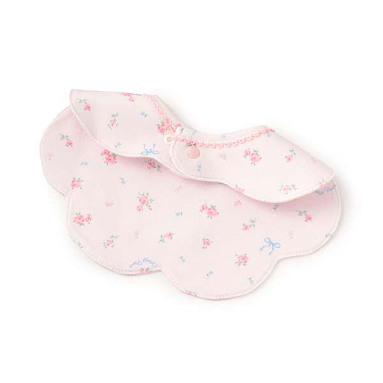 Small Floral Scallop Trim Bib,Light pink, large image number 1