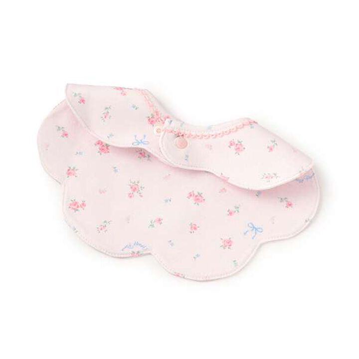 Small Floral Scallop Trim Bib,Light pink, medium image number 1