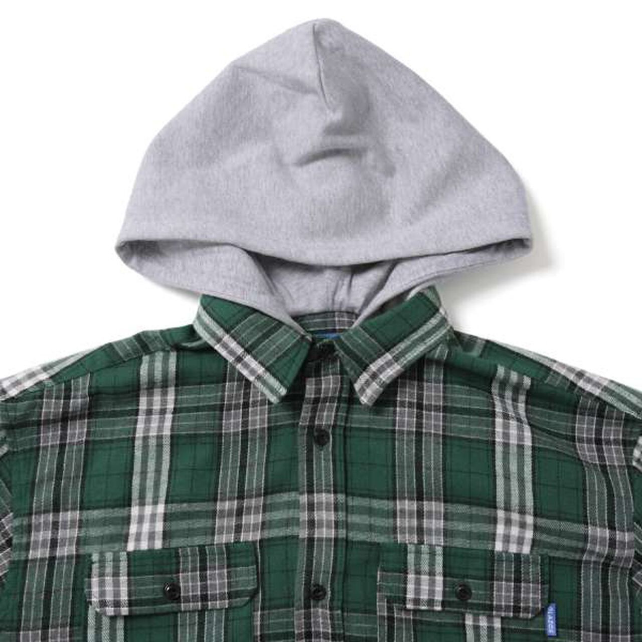 Checkered Shirt with Hood,Navy, large image number 1