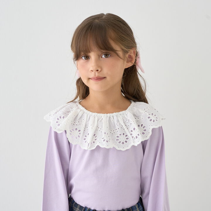 Round Cotton Lace Long-Sleeve T-Shirt,Black, medium image number 5