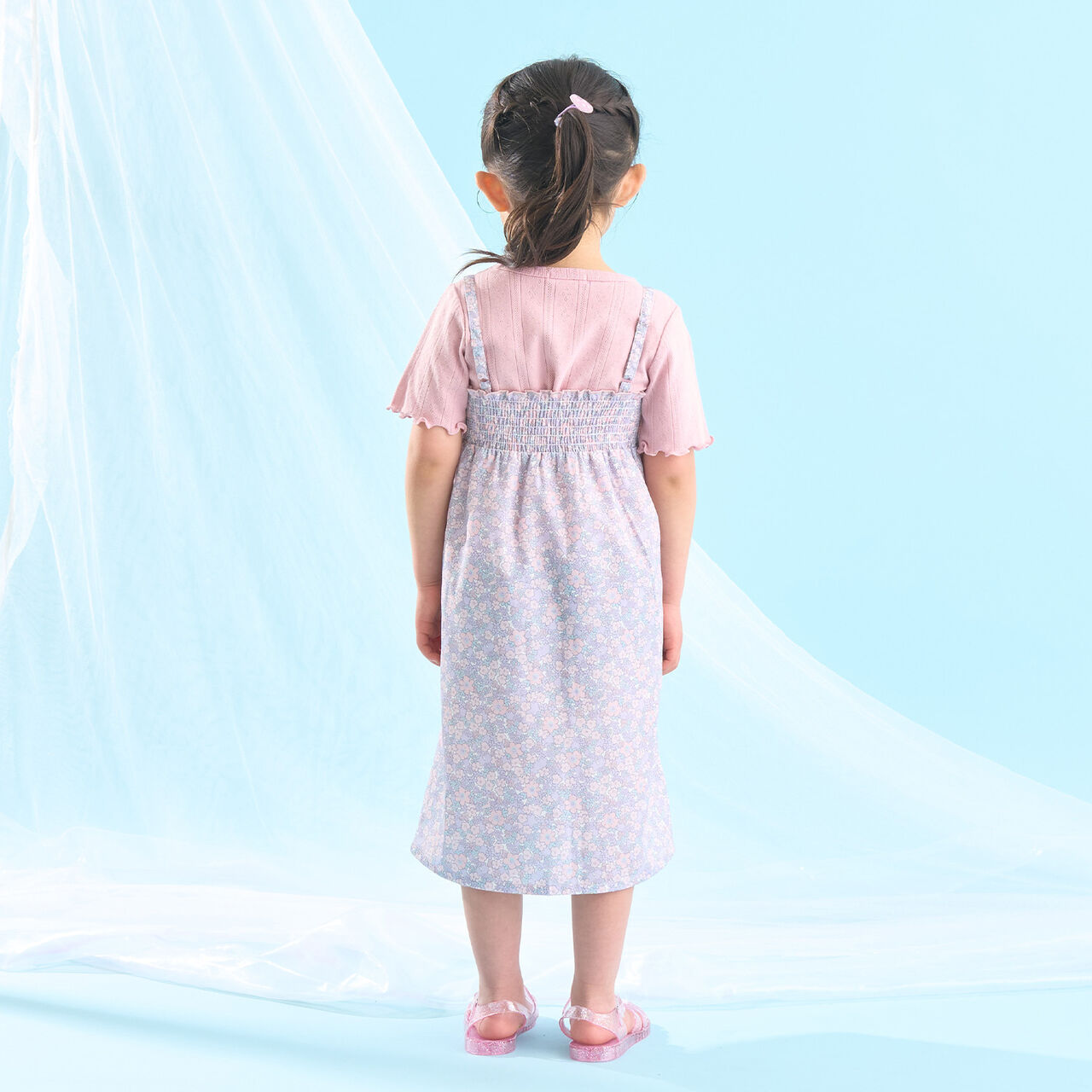 [Easy Wear♪] [Cool Touch] 4-Way Separate Yukata with Obi (OHANA) [Kids Girls],Coral red, large image number 25