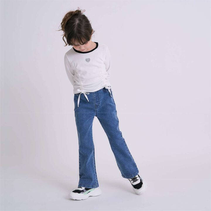 Stretch Denim Flared Pants,Blue, medium image number 1